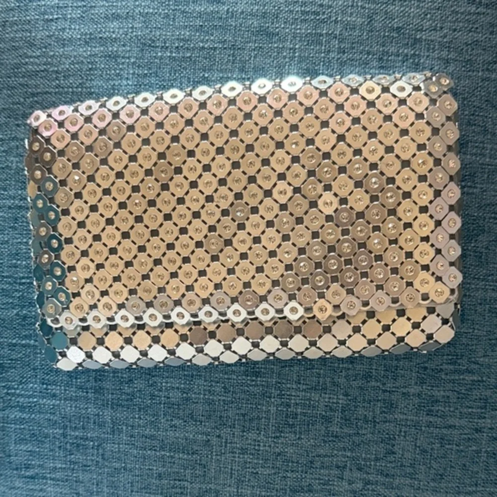 Rhinestone Evening Silver Clutch Bag